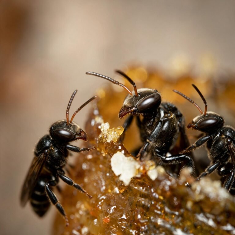 Close-up of a cherutheneecha, the Indian stingless bee